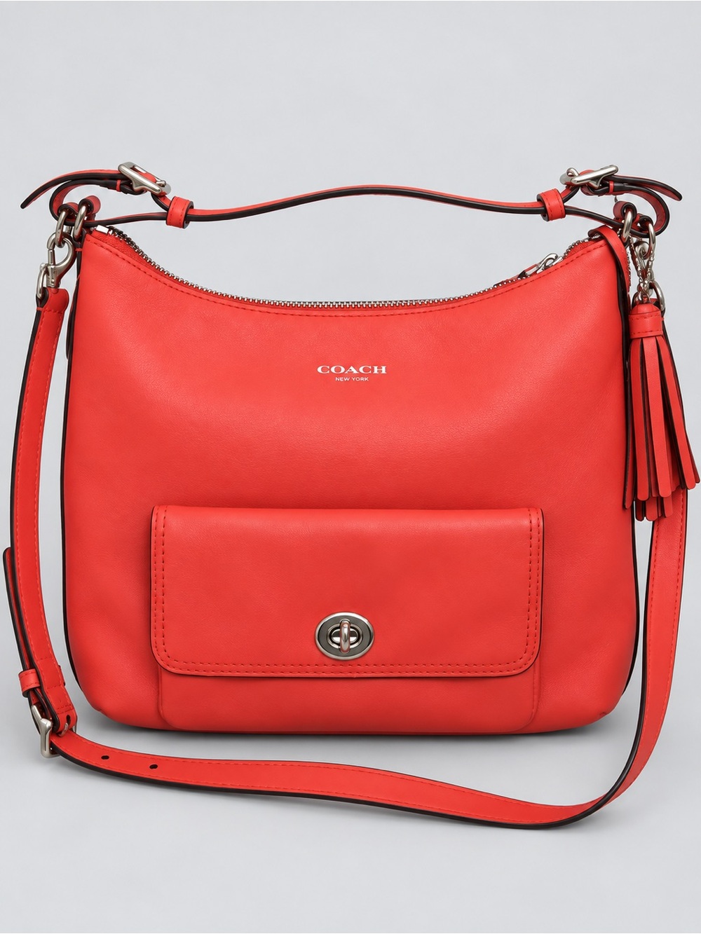 Coach #22381 Courtenay Legacy Leather Hobo Bag Coral Red